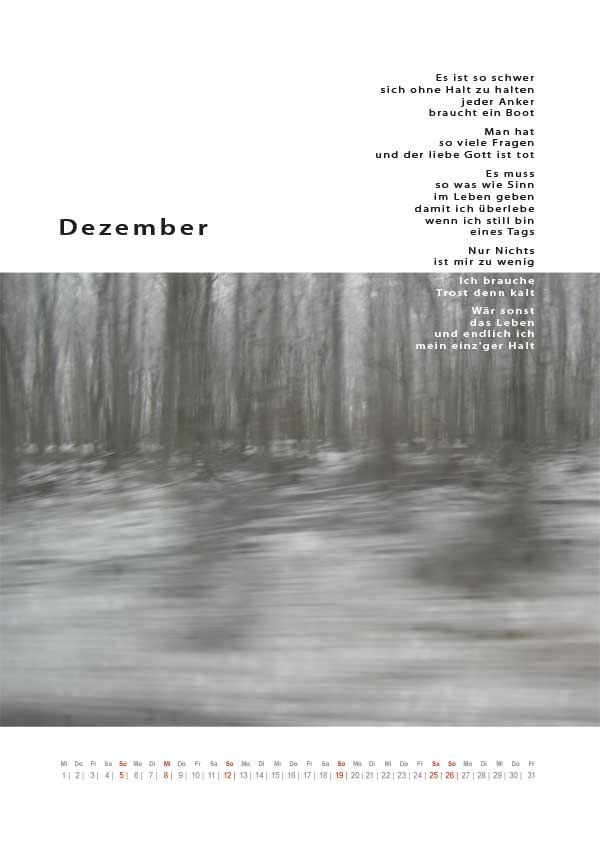 Dezemberblatt des kakanischen Kalenders 2010